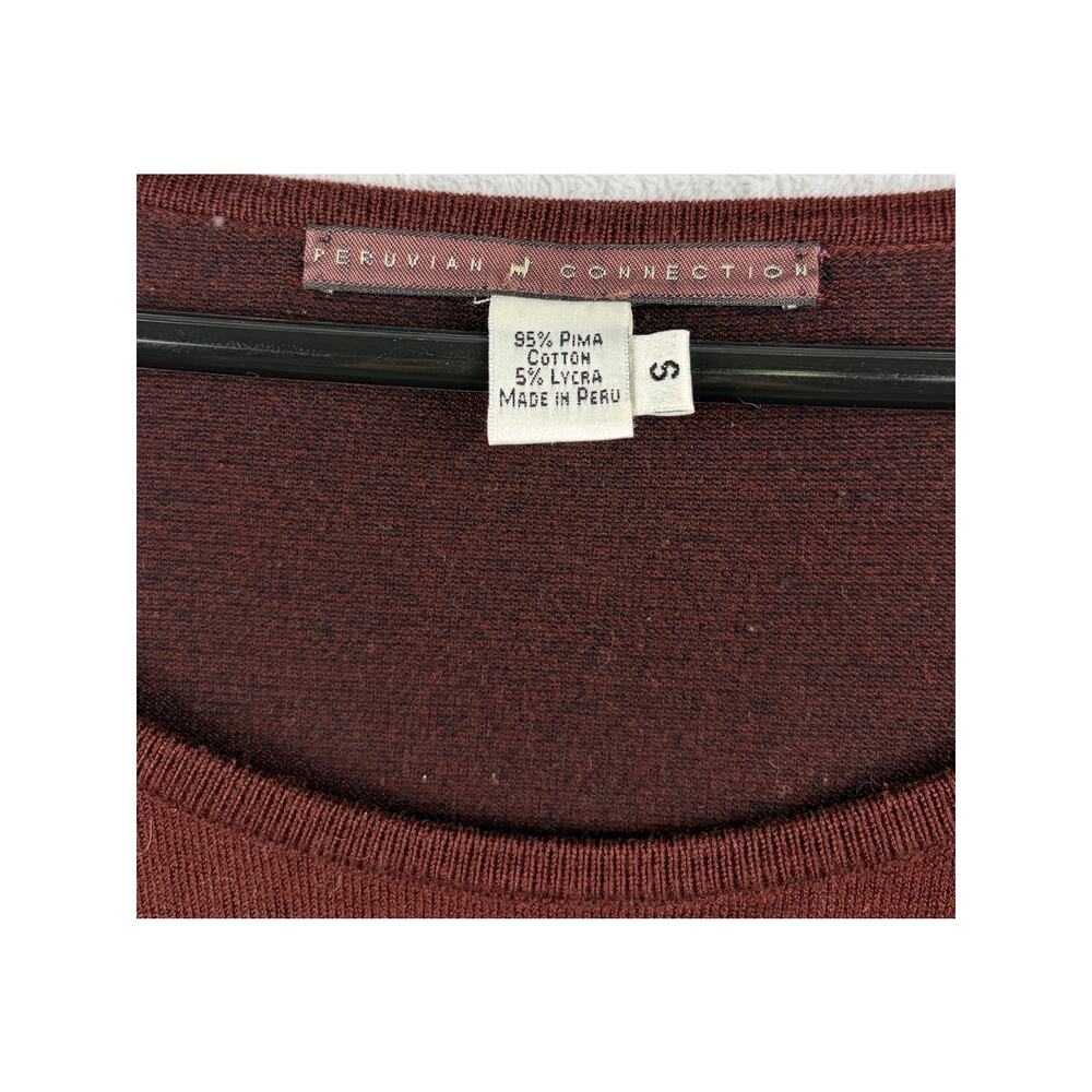 Peruvian Connection Pima Cotton Sweater – Burgundy – Size S - Picture 4 of 6
